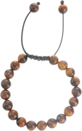 1 Adjustable Tiger's Eye Beaded Bracelet for Men and Women Nature Bracelet Simple Friendship present for All Occasions Stretchable Design Fits Wrists