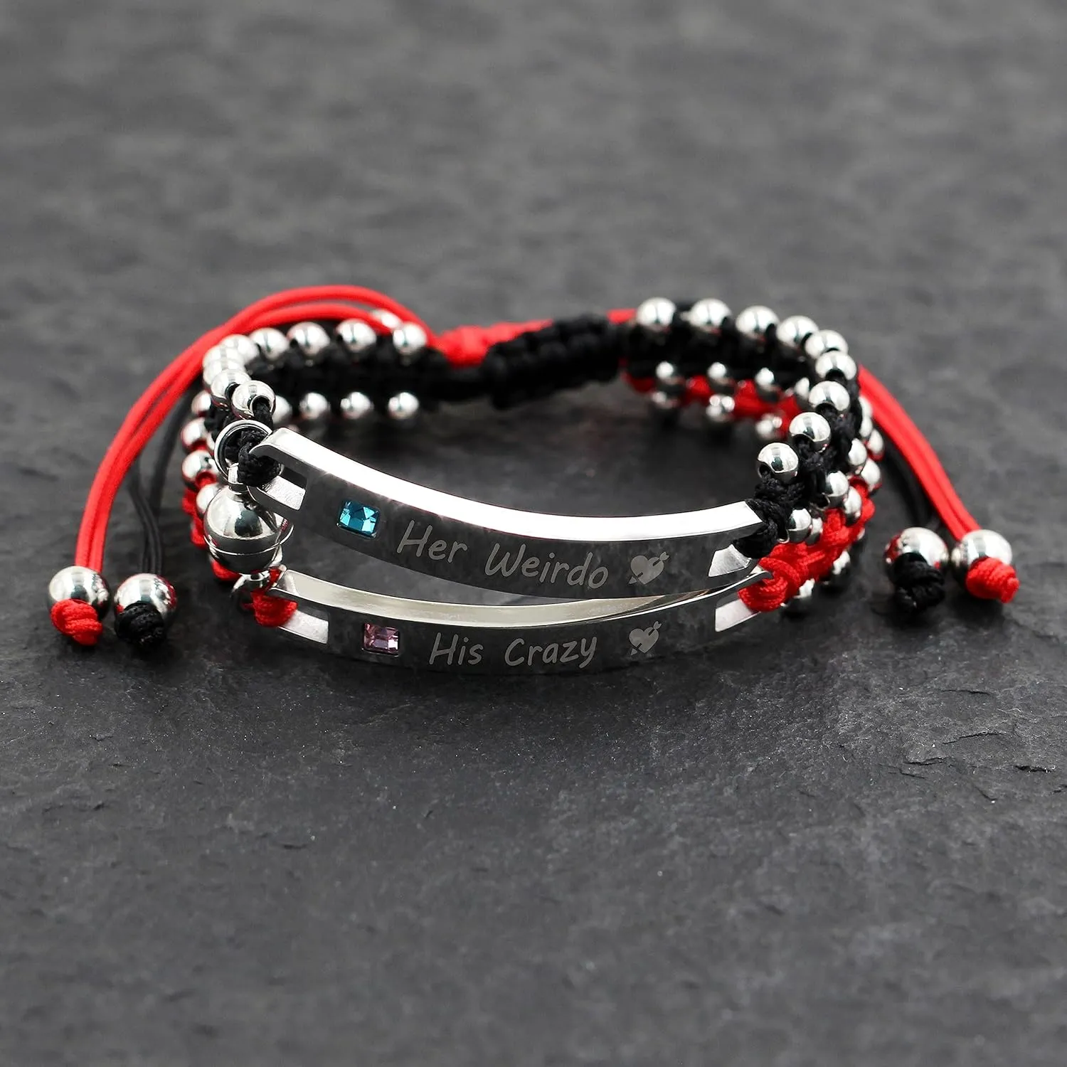 1 Pair His and Hers Customized Name Long Distance Bracelets for Couples, Personalized Laser Inscription Double Layer White Turquoise Charm Bracelets Set Y3877