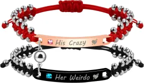 1 Pair His and Hers Customized Name Long Distance Bracelets for Couples, Personalized Laser Inscription Double Layer White Turquoise Charm Bracelets Set Y3877