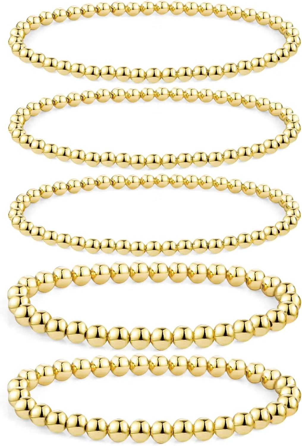 14K Gold Chai14K Gold Chain Bracelets Set for Women, Dainty Paperclip Link Bead Stackable Layered Bracelets Metal Fashion Jewelry