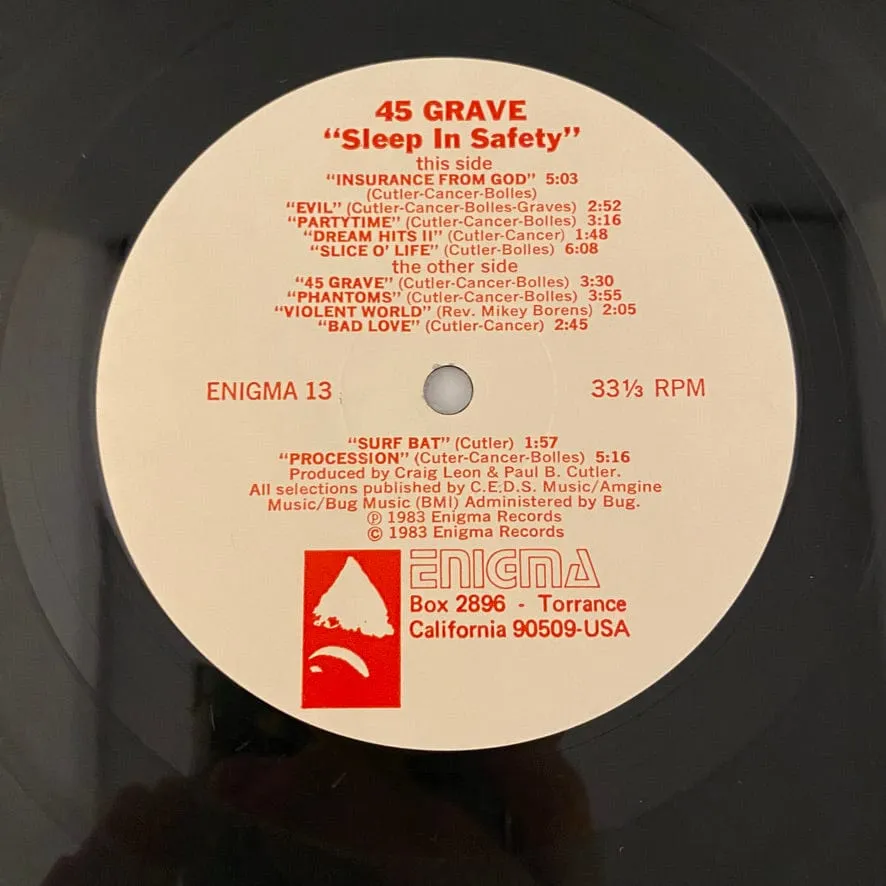 45 Grave – Sleep In Safety LP USED NM/VG  Original 1983 Pressing