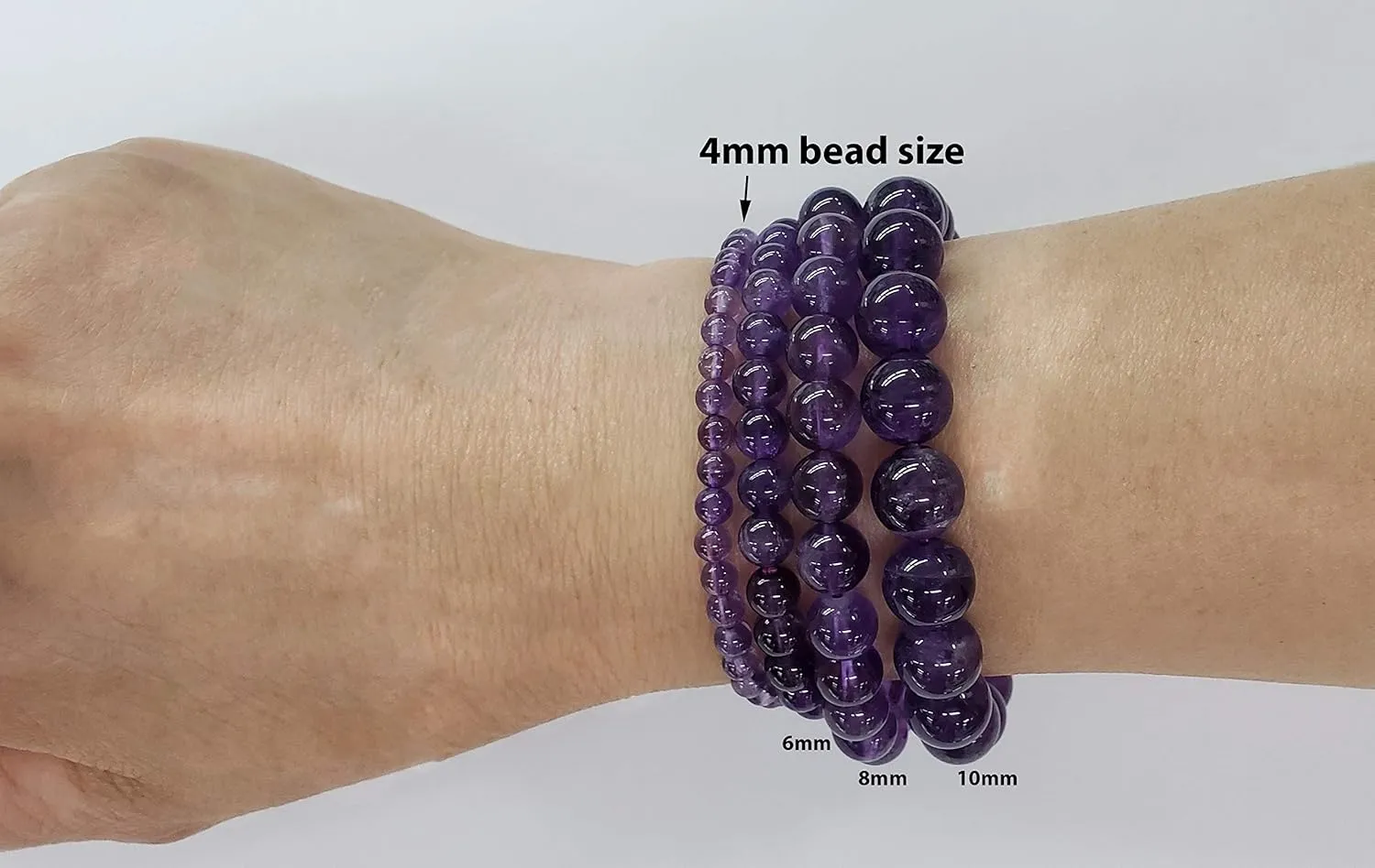 4mm Smooth White Mother of Pearl (Shell) Stretch Bracelet (in various sizes: 7", 7.5" or 8")