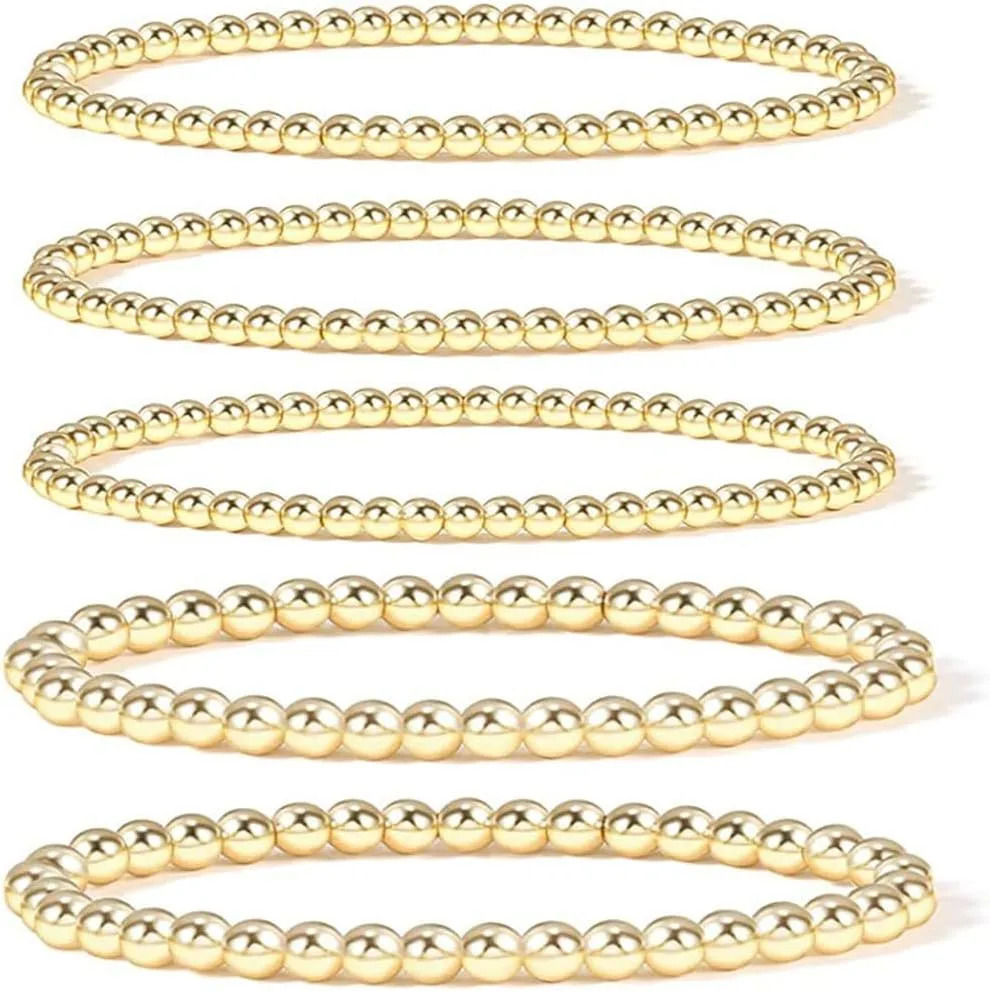 5 pairs of women's gold bead bracelets (silver2)