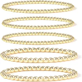 5 pairs of women's gold bead bracelets (silver2)