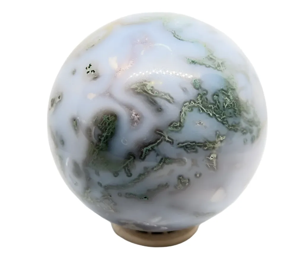 697G Blue Moss Agate Crystal Sphere
