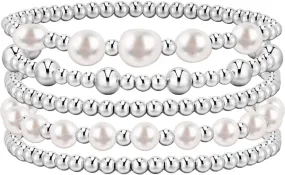 adoyi Gold Bracelets for Women Beaded Bracelet 14K Gold Plated Bracelet Stack Strand Stretch Bead Ball Bracelet Set Stackable Bracelet Adjustable Bracelet Set Jewelry for Gifts
