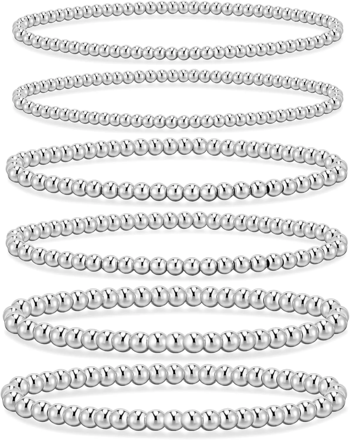 adoyi Gold Bracelets for Women Waterproof, 14K Gold Plated Beaded Strand Bead Ball Bracelets stack Adjustable Jewelry Set for Gifts
