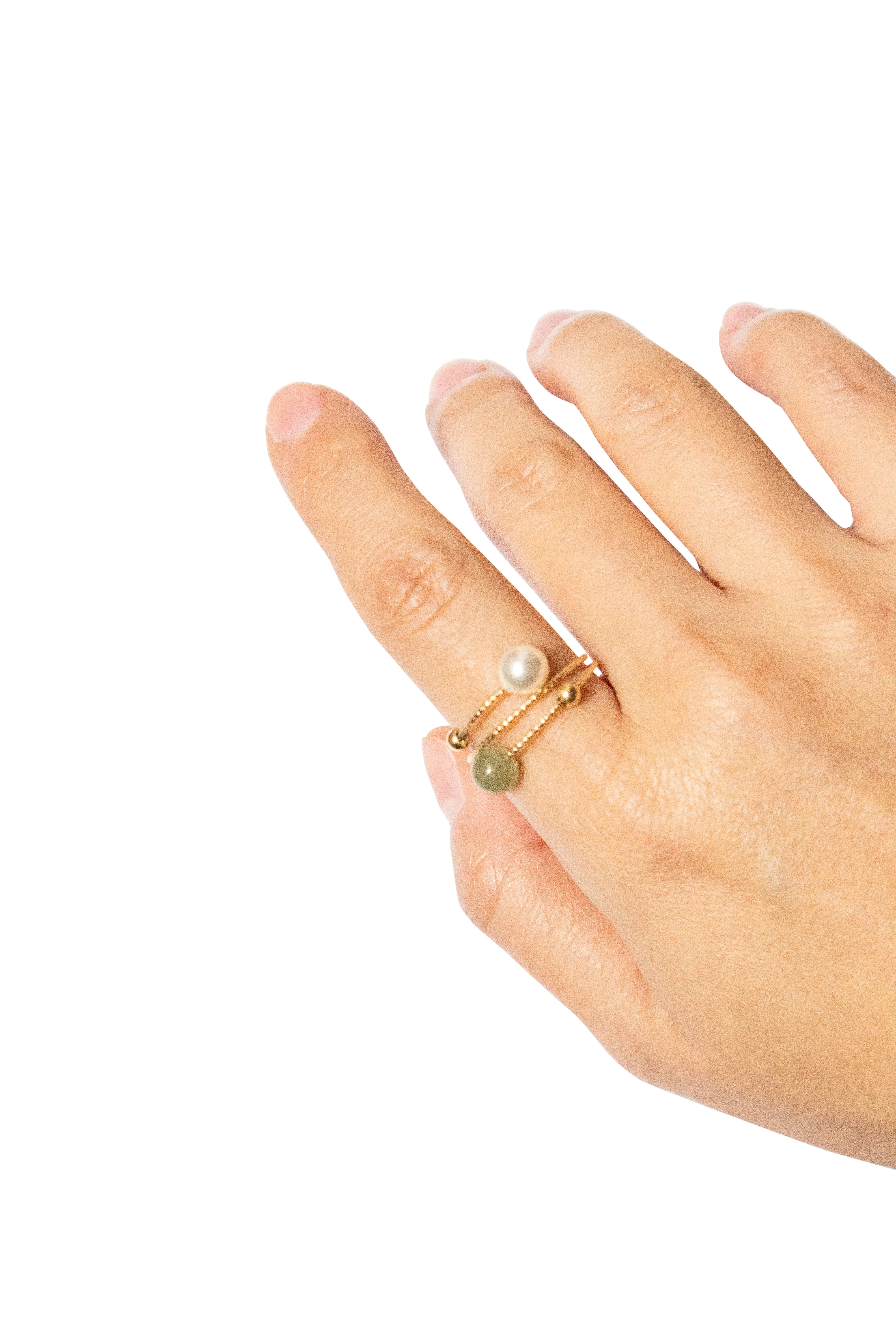 Alyssa — Jade & pearl ring