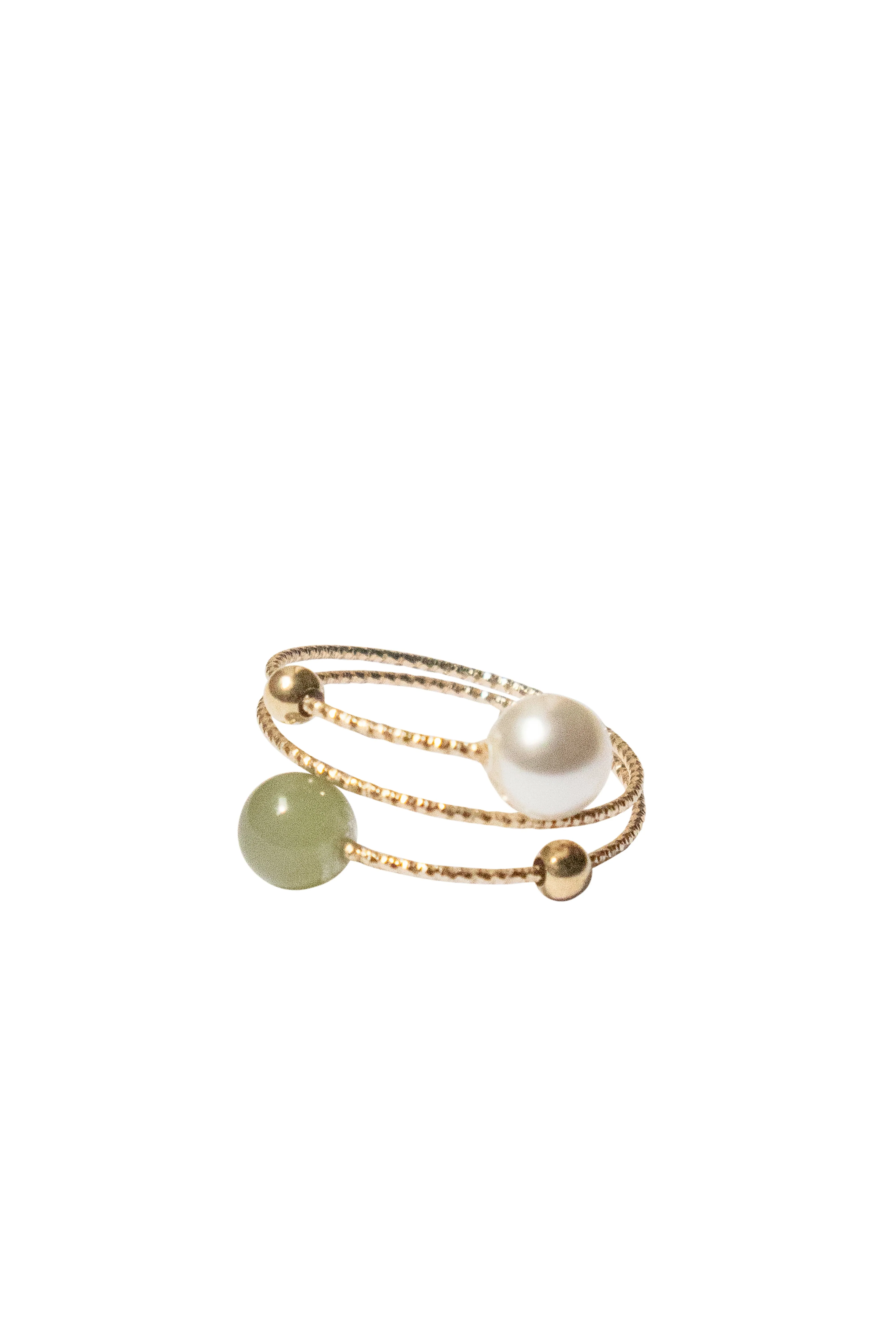 Alyssa — Jade & pearl ring