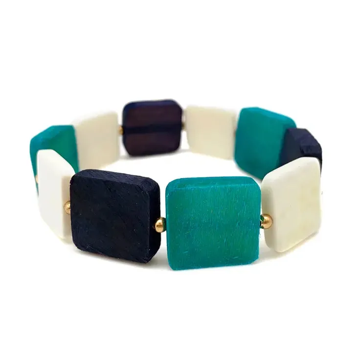 Azure Square Bead Bracelet