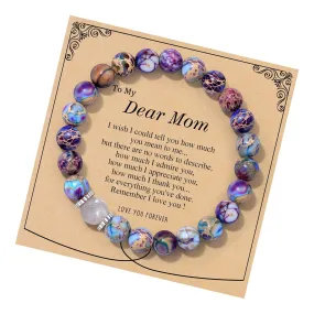Beaded Bracelets for Women Mom Birthday Gifts Stretch Bracelets Moonstone Bracelet Purple Gifts Jewelry for Women Mom Mother Gifts for New Mom
