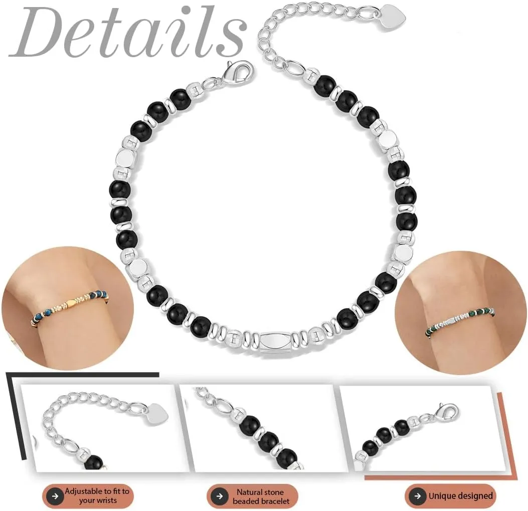Beaded Bracelets for Women Teen Girl Gifts Trendy Stuff Mothers Day Gifts for Mom from Daughter Inspirational Gifts for Her Dainty Gold Bracelet Adjustable Gemstone Christmas Jewelry