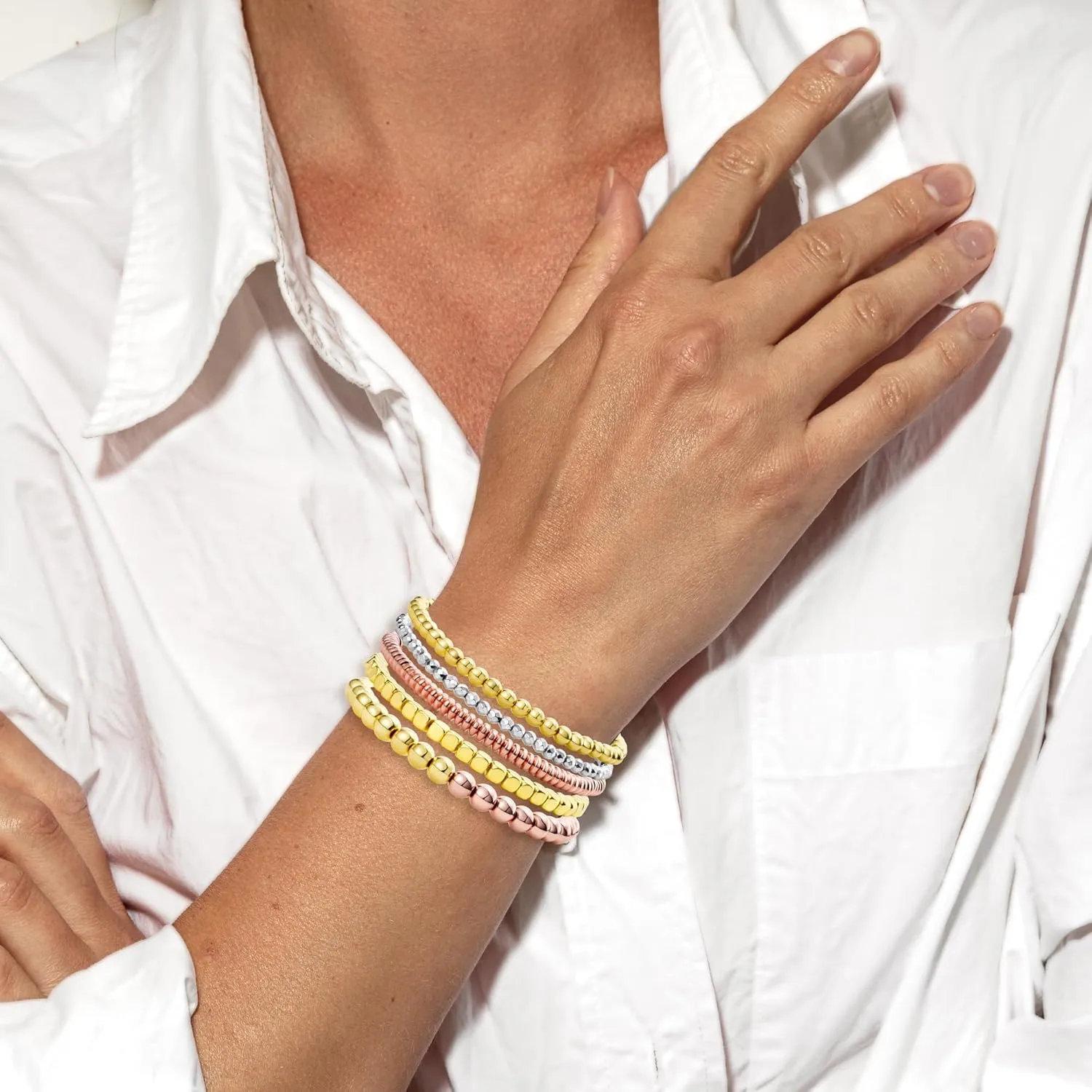 Bivei Beaded Bracelet Set 5pcs for Women Men - Natural Gemstone Crystal Bracelets Healing Anxiety Round Stretch Jewelry
