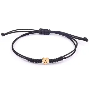 Black Initial Bracelet Initial A Charm Letter Bracelets for Women Men Teen Girls Handmade Rope Braided Initial Bracelets Heart Letter Woven Bracelet Graduation Mothers Day Gifts for Mom(A)