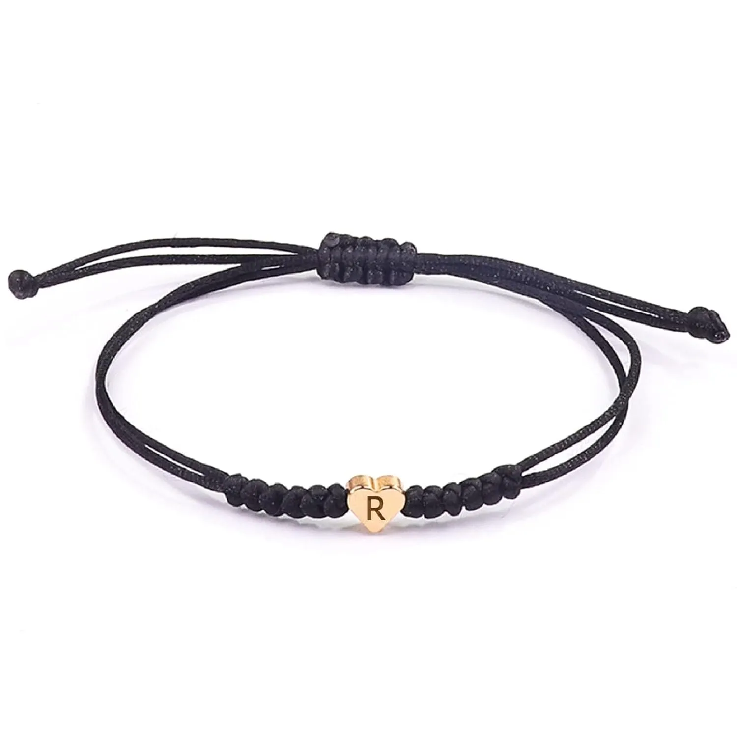 Black Initial Bracelet Initial R Charm Letter Bracelets for Women Men Teen Girls Handmade Rope Braided Initial Bracelets Heart Letter Woven Bracelet Graduation Mothers Day Gifts for Mom(R)
