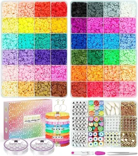 Bracelet Making Kit - 12000 Pcs Clay Beads, 48 Colors in 3 Boxes, Friendship Bracelet Kit with Elastic Strings, Polymer Spacer Beads, Jewelry Making Crafts Gift for Kids, Teens, Girls & Adults1
