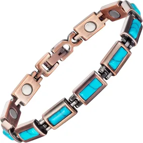Copper Bracelets for Women, Natural Blue Turquoise Gemstone Bracelets Link, Copper Magnetic Bracelet Copper Bracelets for Women, Natural Blue Turquoise Gemstone Bracelets Link, Copper Magnetic Bracelet