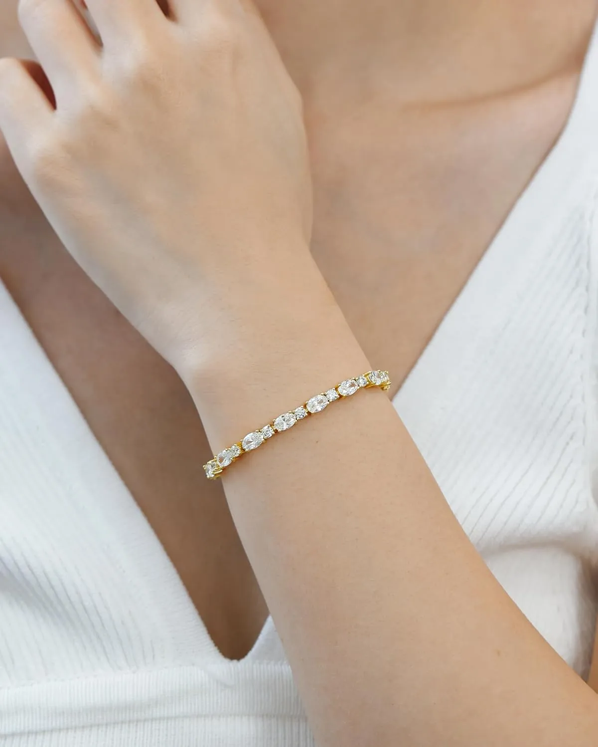 FANCIME 14K Gold Plated Birthstone Bracelets 4mm Sterling Silver Tennis Bracelets Gold Bracelets Mother's Day Birthday Jewelry Gifts for Women 7"