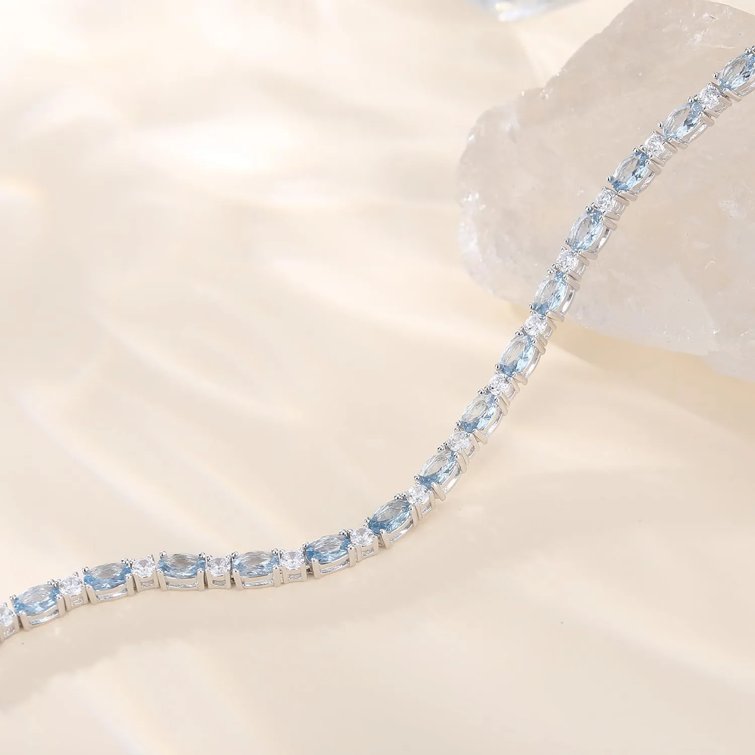 FANCIME Birthstone Bracelets Sterling Silver Tennis Bracelets Charm Fine Jewelry Mother's Day Birthday Gifts for Women Mom 7"