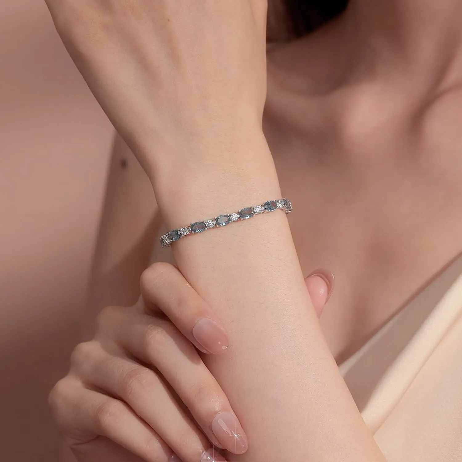 FANCIME Birthstone Bracelets Sterling Silver Tennis Bracelets Charm Fine Jewelry Mother's Day Birthday Gifts for Women Mom 7"