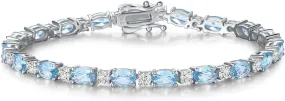 FANCIME Birthstone Bracelets Sterling Silver Tennis Bracelets Charm Fine Jewelry Mother's Day Birthday Gifts for Women Mom 7"