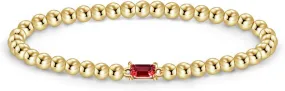 Free bird Birthstone Beaded Bracelet for Women Dainty 14K Gold Plated Stretchable Beaded Bracelet Hypoallergenic Waterproof Trendy Stackable Bracelet Birthstone Jewelry Gift for Birthday Christmas Valentine's Day
