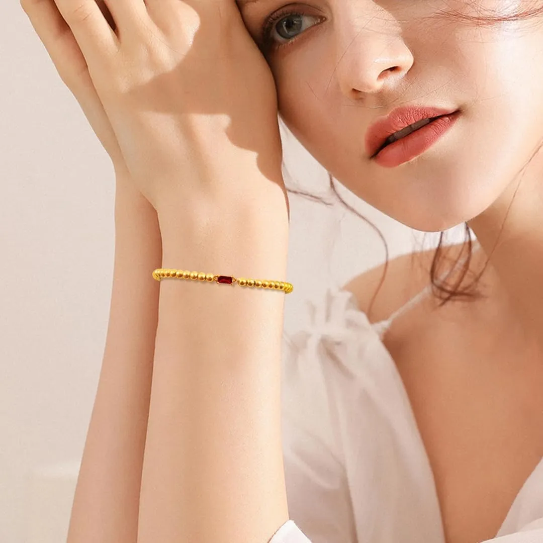 Free bird Birthstone Beaded Bracelet for Women Dainty 14K Gold Plated Stretchable Beaded Bracelet Hypoallergenic Waterproof Trendy Stackable Bracelet Birthstone Jewelry Gift for Birthday Christmas Valentine's Day