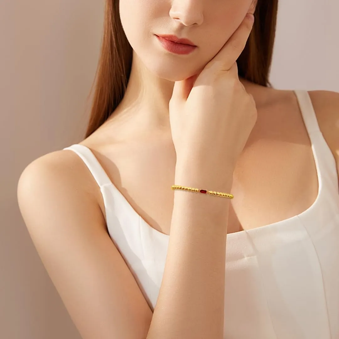Free bird Birthstone Beaded Bracelet for Women Dainty 14K Gold Plated Stretchable Beaded Bracelet Hypoallergenic Waterproof Trendy Stackable Bracelet Birthstone Jewelry Gift for Birthday Christmas Valentine's Day