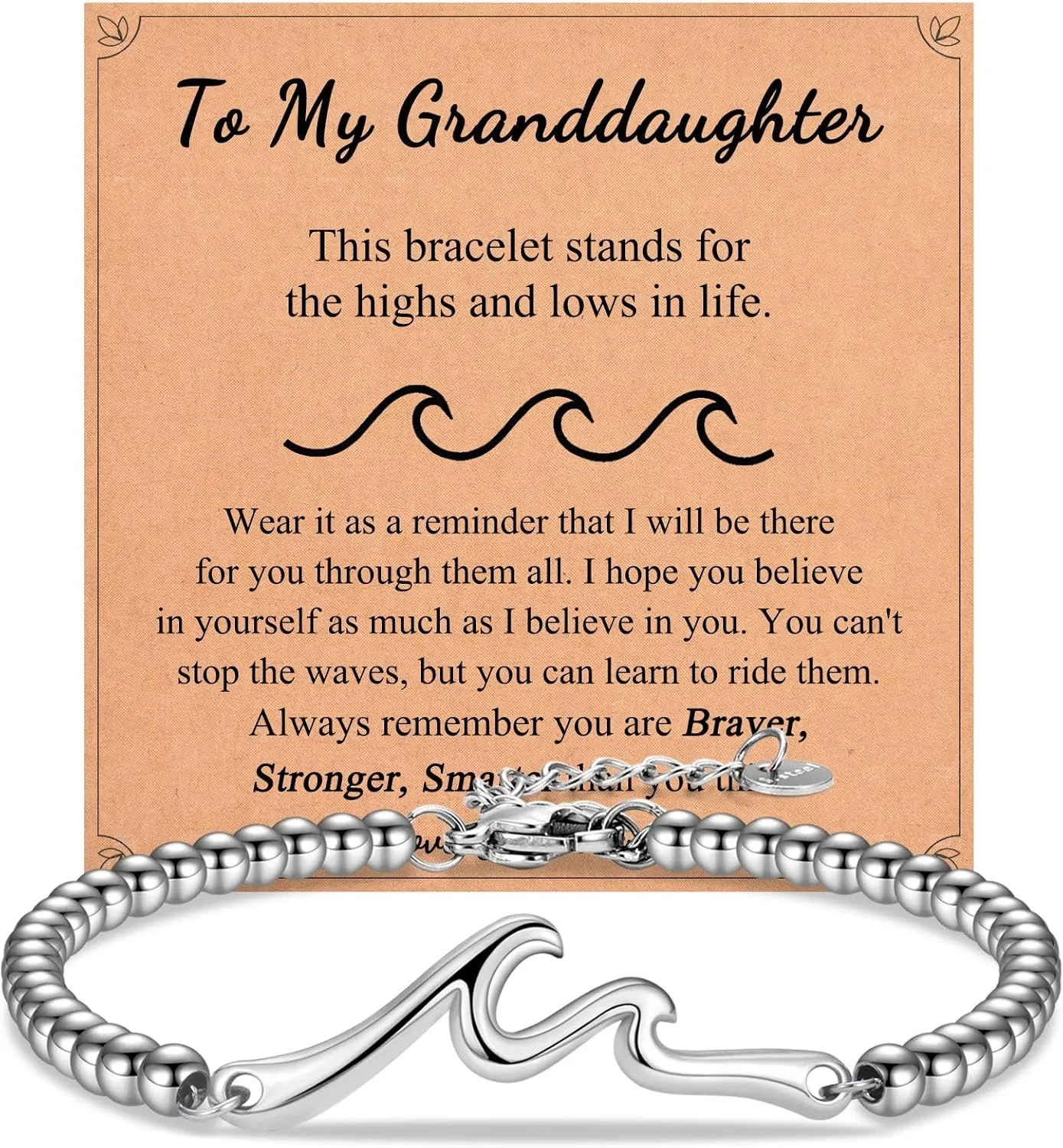 Gifts for Best Friend Sister Daughter Granddauhgter Niece, The Wave of Life Bracelet, Christmas Birthday Valentines Graduation Day Gifts for Women Her