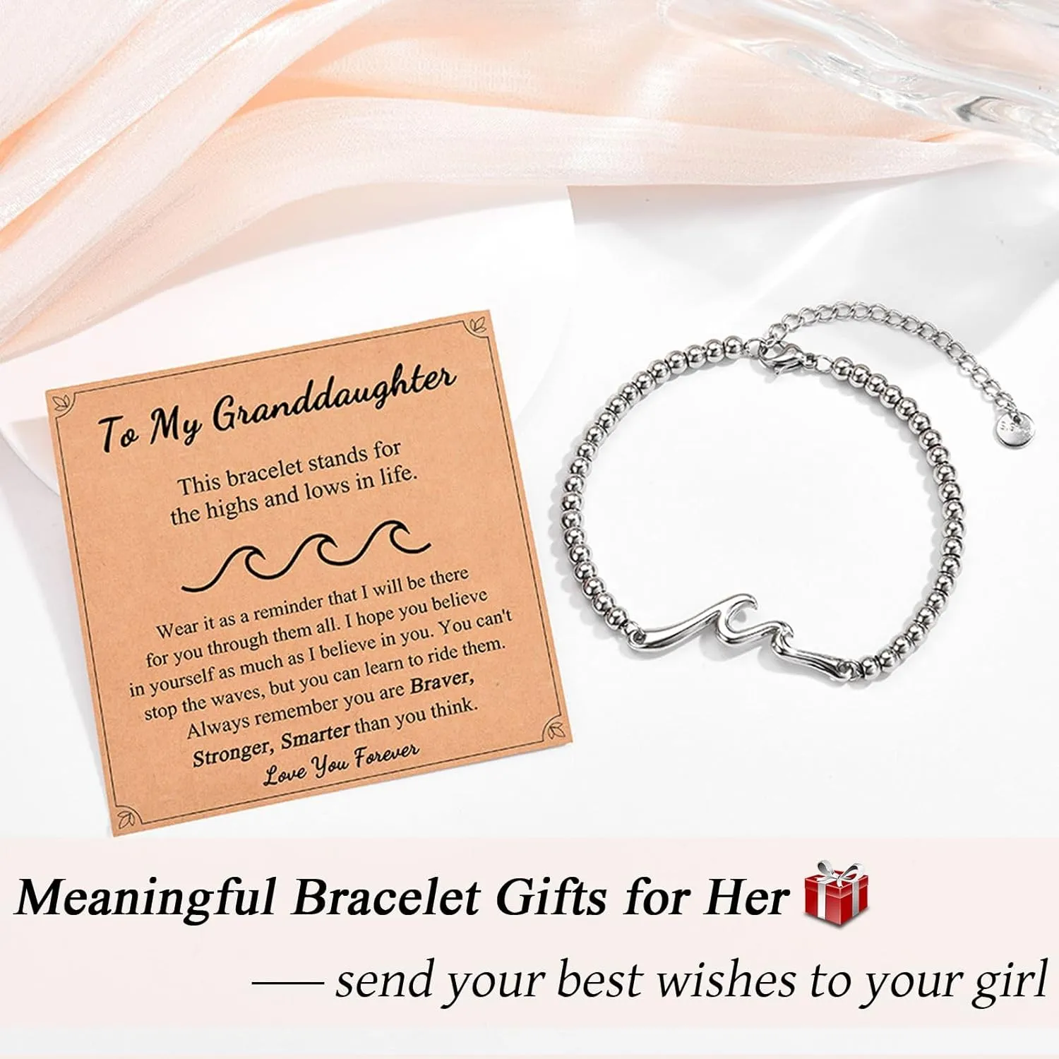 Gifts for Best Friend Sister Daughter Granddauhgter Niece, The Wave of Life Bracelet, Christmas Birthday Valentines Graduation Day Gifts for Women Her