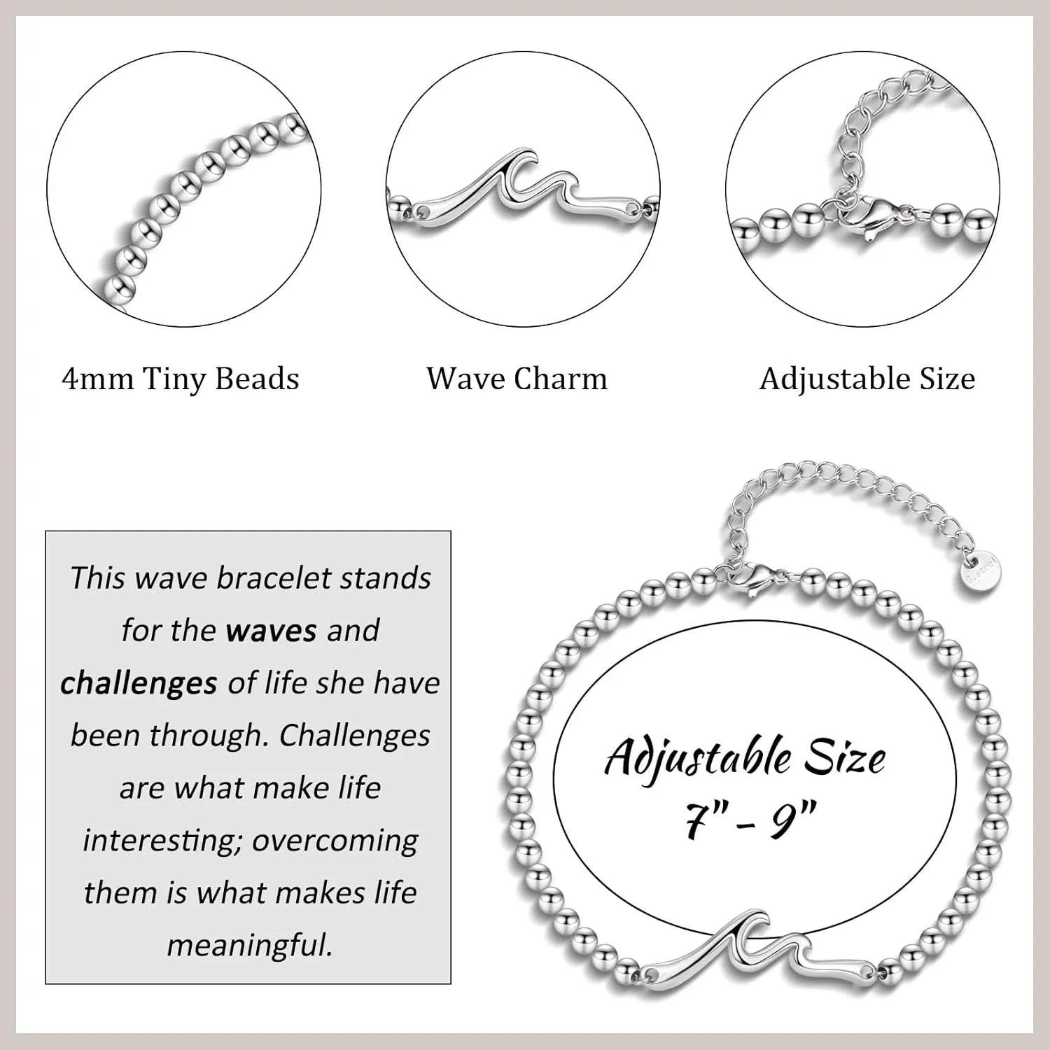 Gifts for Best Friend Sister Daughter Granddauhgter Niece, The Wave of Life Bracelet, Christmas Birthday Valentines Graduation Day Gifts for Women Her