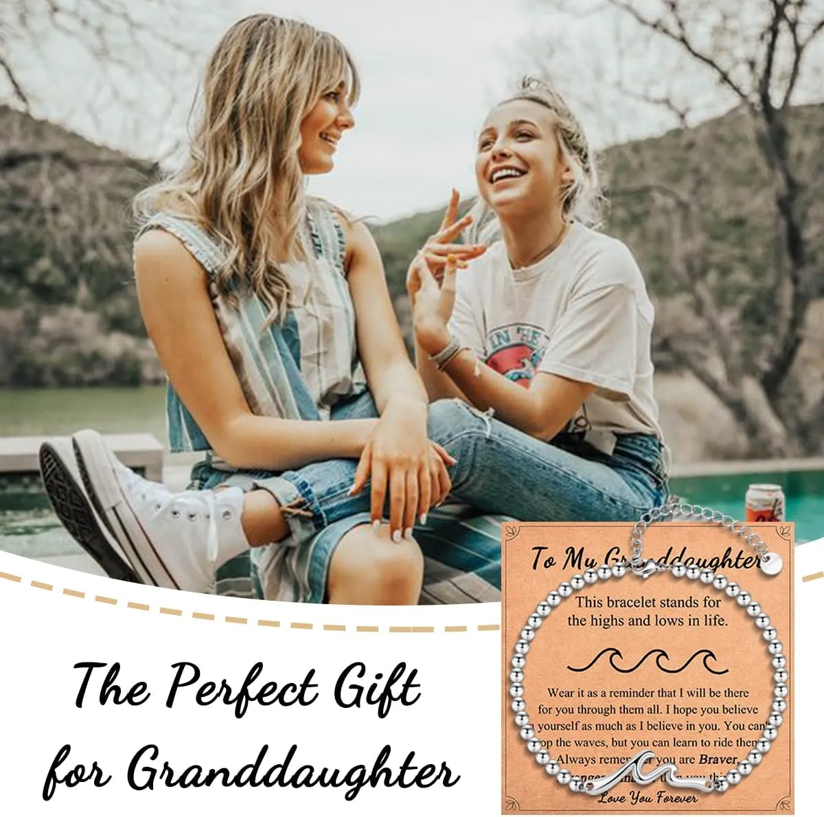Gifts for Best Friend Sister Daughter Granddauhgter Niece, The Wave of Life Bracelet, Christmas Birthday Valentines Graduation Day Gifts for Women Her