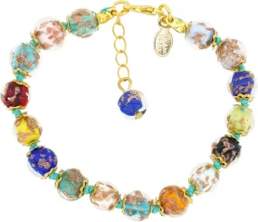 Glass Of Venice Murano Glass Bracelet Italian Multicolor Sommerso Sparkling Beads Handmade Blown Glass - Murano Glass Bracelets for Women