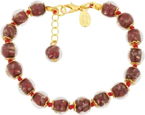 Glass Of Venice Murano Glass Bracelet Italian Red Sommerso Sparkling Beads Handmade Blown Glass - Murano Glass Bracelets for Women