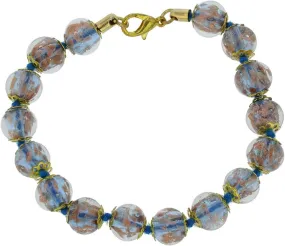 Glass Of Venice Murano Glass Bracelet Italian Sommerso Sparkling Beads Transparent Blue Handmade Blown Glass - Murano Glass Bracelets for Women