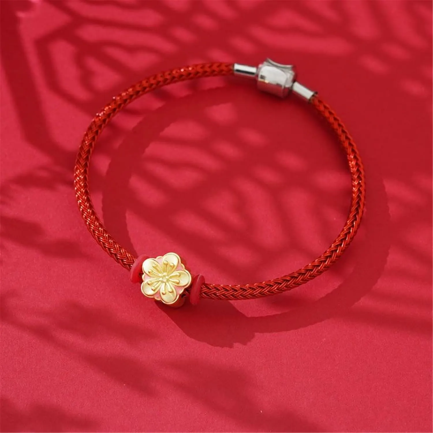GNOCE Red Basic Bracelet with 2 Pieces of Stoppers Charm Bracelet for Teen Bride Women Jewelry Valentine's Day