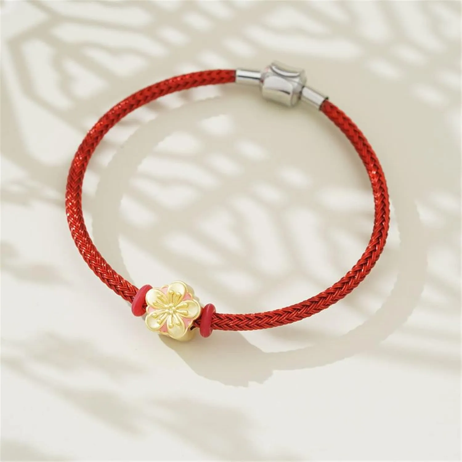 GNOCE Red Basic Bracelet with 2 Pieces of Stoppers Charm Bracelet for Teen Bride Women Jewelry Valentine's Day