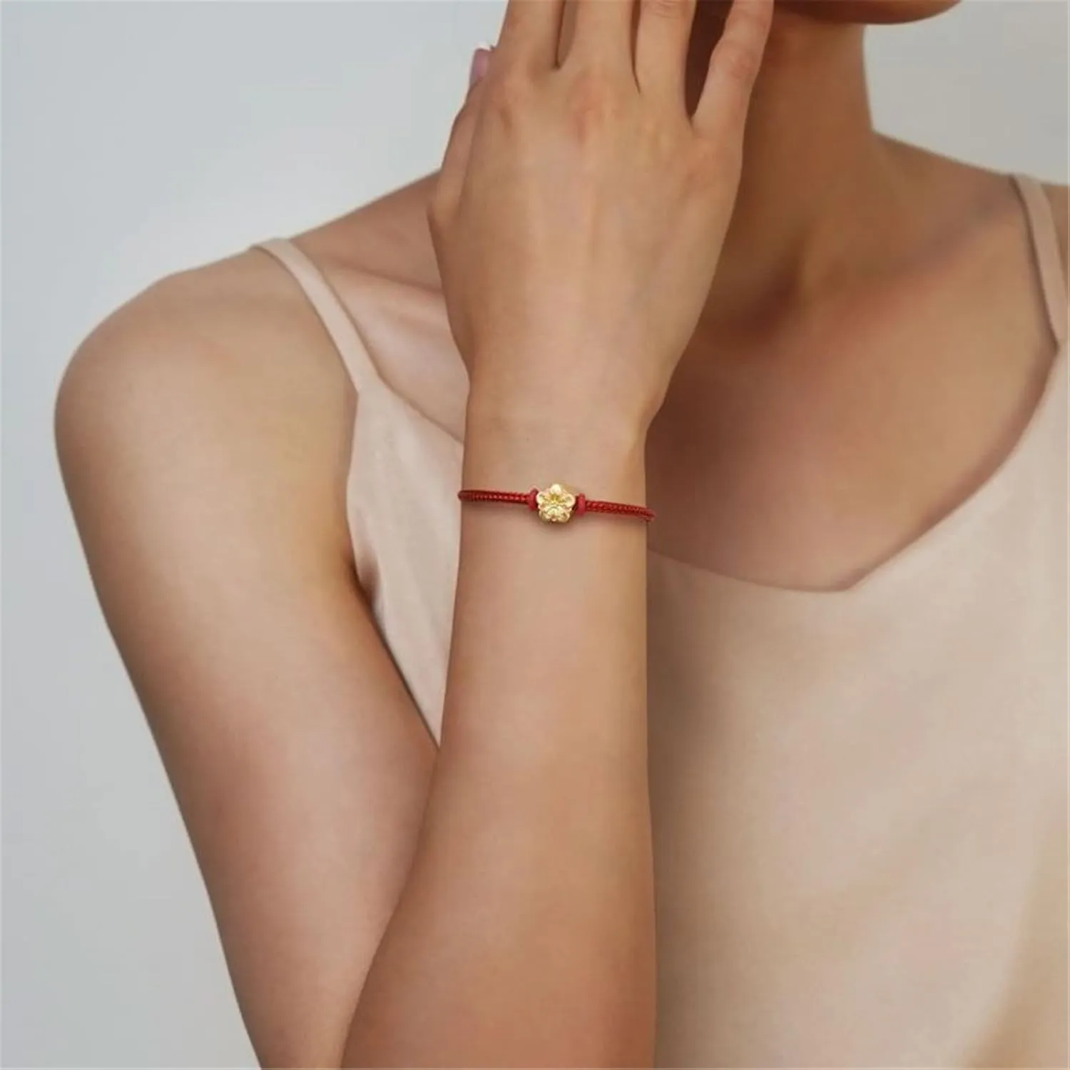 GNOCE Red Basic Bracelet with 2 Pieces of Stoppers Charm Bracelet for Teen Bride Women Jewelry Valentine's Day