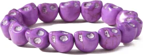 Halloween Skull Bead Skeleton Bracelets Gothic Punk Hip Hop Charm Head Bone Stone Elastic Bracelet Tibetan Prayer Mala Bangle for Men Women