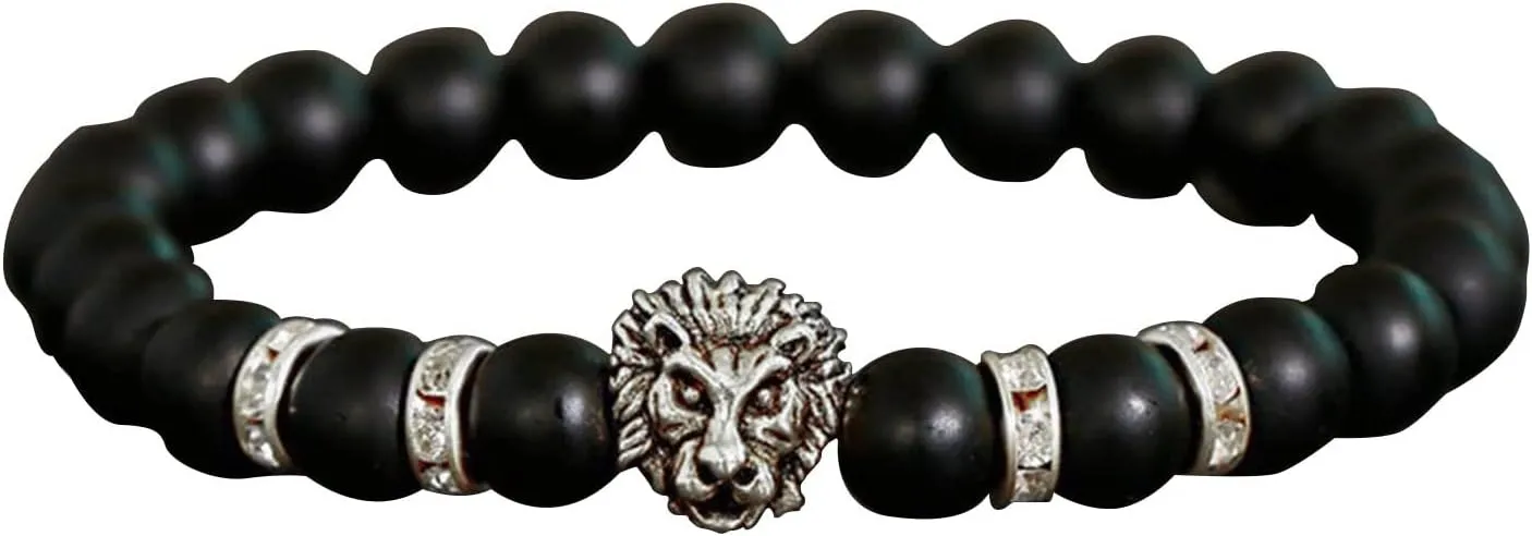 Hot Earrings Beaded Bracelets for Men Women 8mm Tiger Eye Bead Bracelet Adjustable Natural Lava Rock Stone Oil Anxiety Aromatherapy Bracelets Jewelry Gifts (B, One Size)
