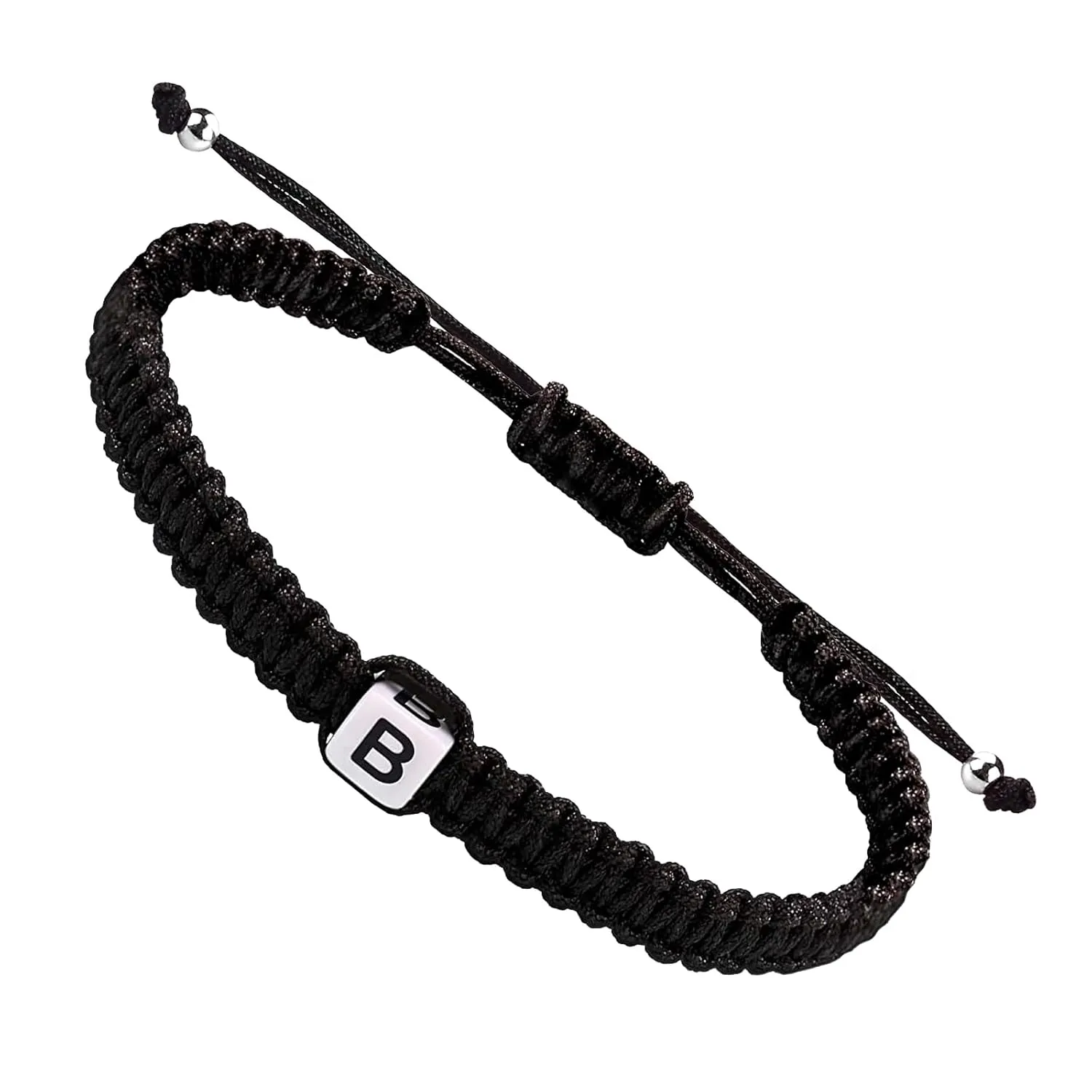 Initial Bracelets for Couples Women Men Initial Charm Handmade Rope Braided Letter Bracelet for Teen Girls Boys Adjustable Jewelry Christmas Gifts for Him Her (B)