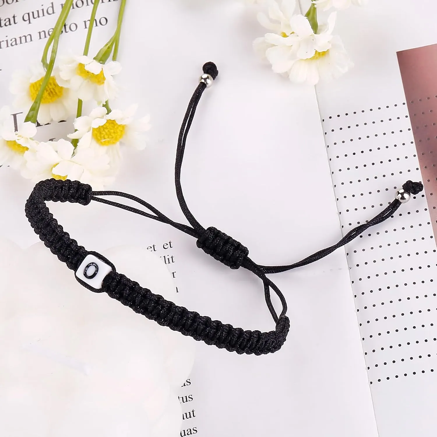 Initial Bracelets for Couples Women Men Initial Charm Handmade Rope Braided Letter Bracelet for Teen Girls Boys Adjustable Jewelry Christmas Gifts for Him Her (O)
