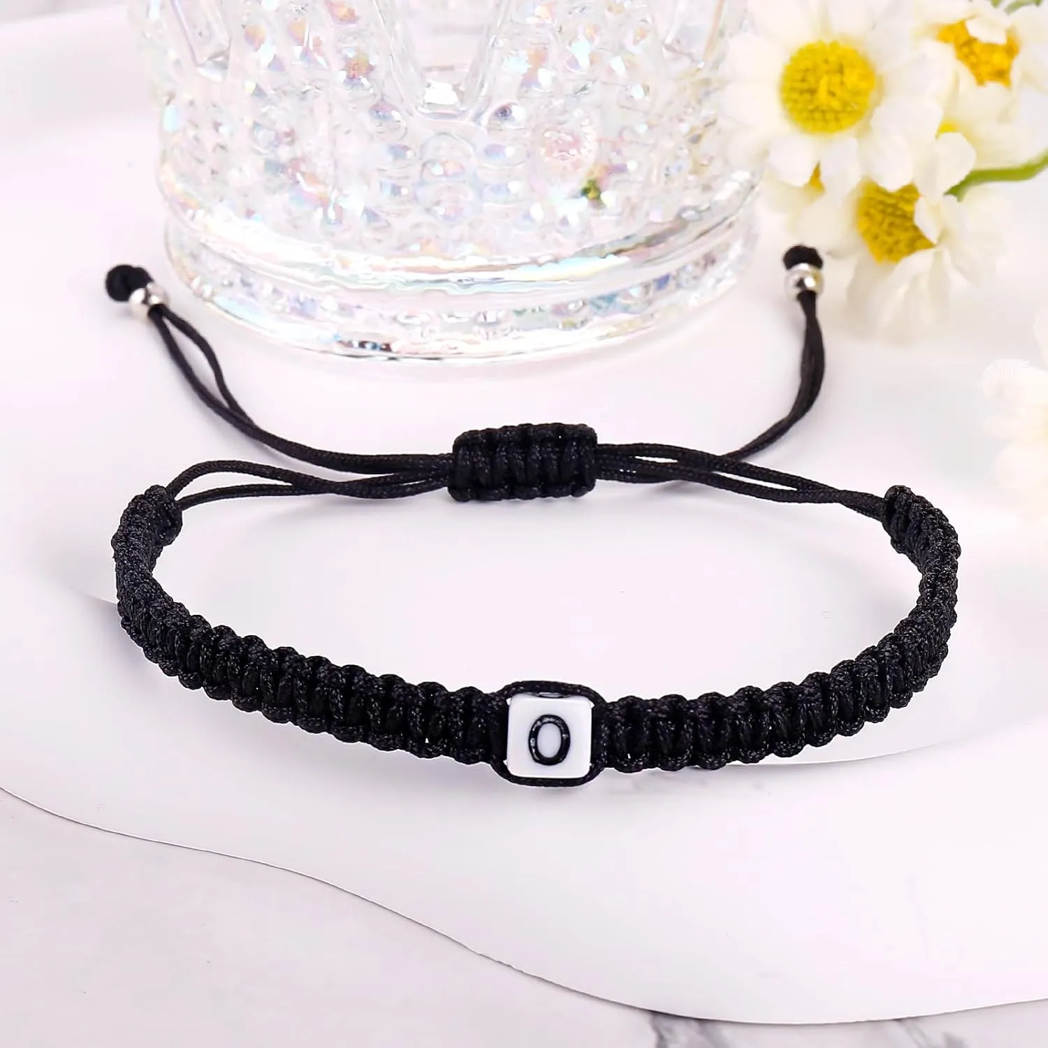 Initial Bracelets for Couples Women Men Initial Charm Handmade Rope Braided Letter Bracelet for Teen Girls Boys Adjustable Jewelry Christmas Gifts for Him Her (O)