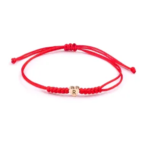 Initial Bracelets for Women Men Initial A-Z Heart Letter Charm Bracelets Handmade Adjustable Rope Bracelets for Teen Girls Boy Mom Birthday Gifts (red, R)