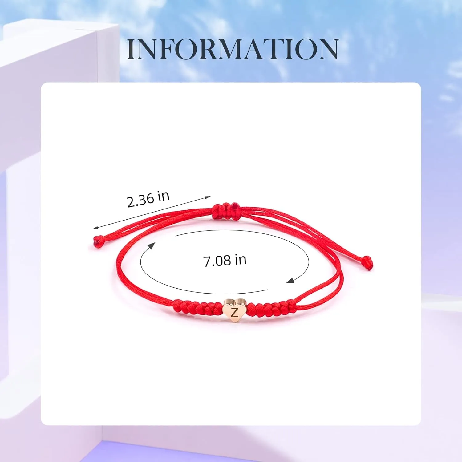 Initial Bracelets for Women Men Initial A-Z Heart Letter Charm Bracelets Handmade Adjustable Rope Bracelets for Teen Girls Boy Mom Birthday Gifts (red, R)