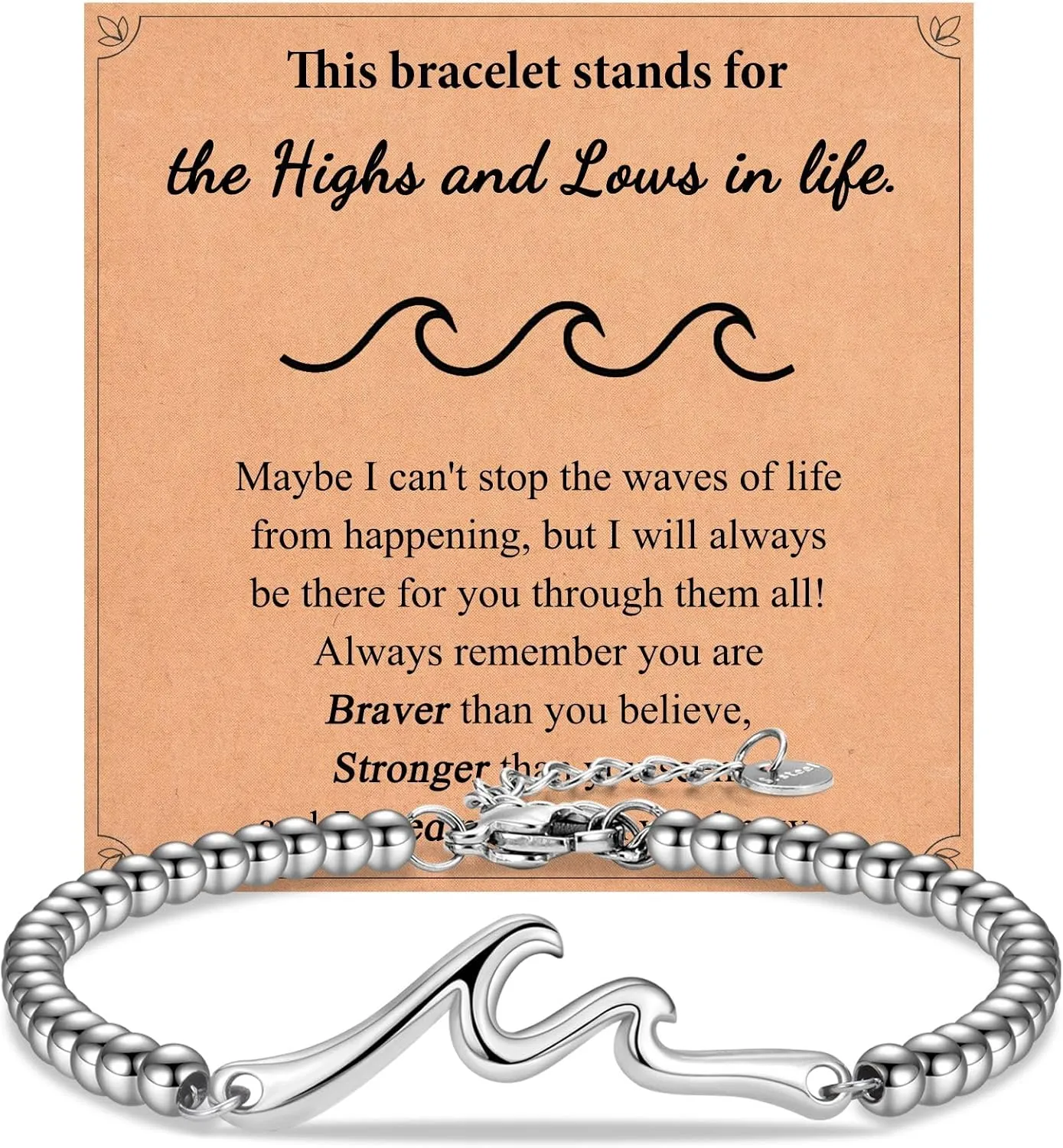 Inspirational Gifts for Women, Wave of Life Inspirational Bracelet, Thinking of You Cheer Up Get Well Encouragement Gifts for Women Friends, Life is Tough But So are You