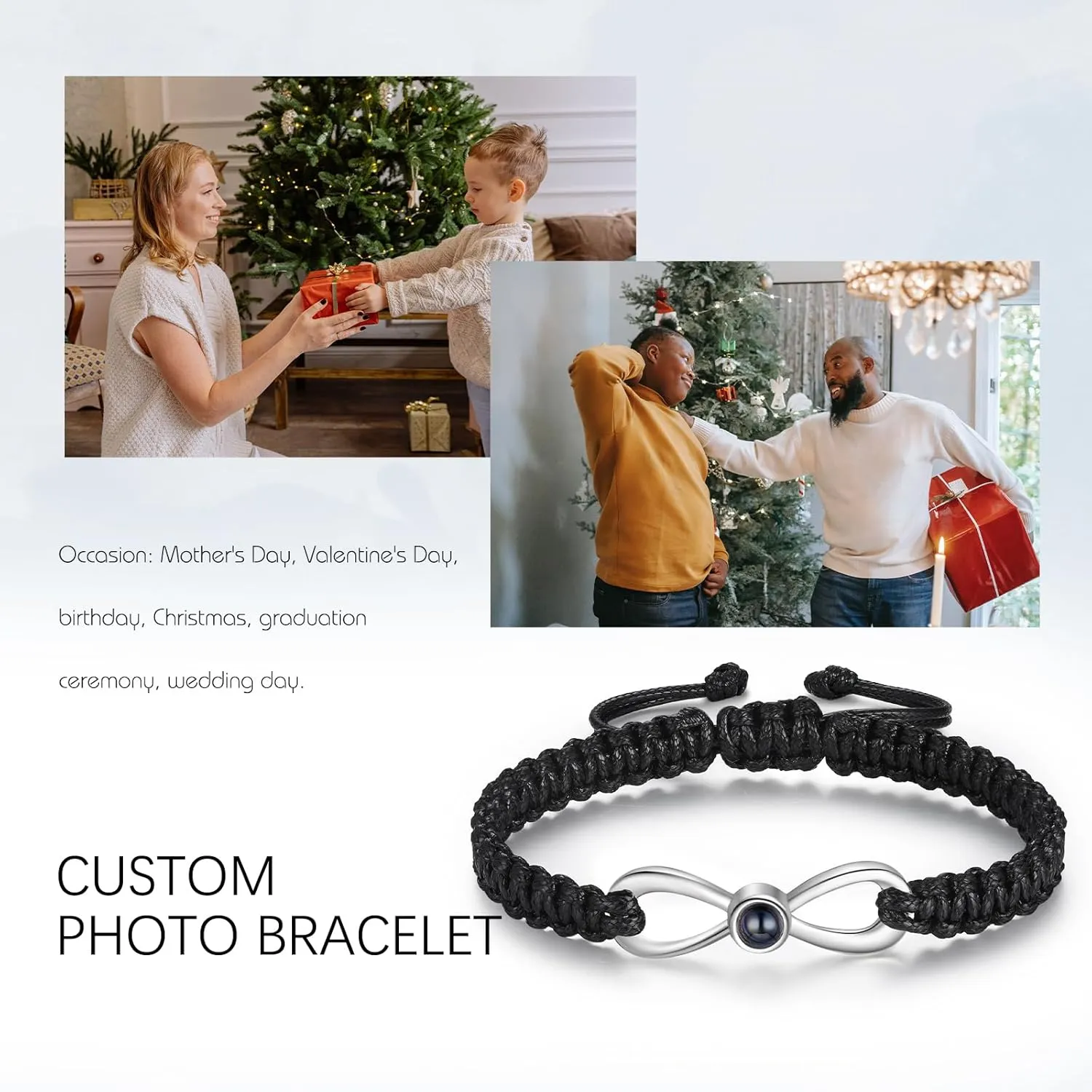 JewelOra Custom Photo Bracelets for Women, Personalized Photo Projection Bracelets for Women/Men, Custom Bracelets with Picture Inside, Memorial Gifts for Couples/Friends