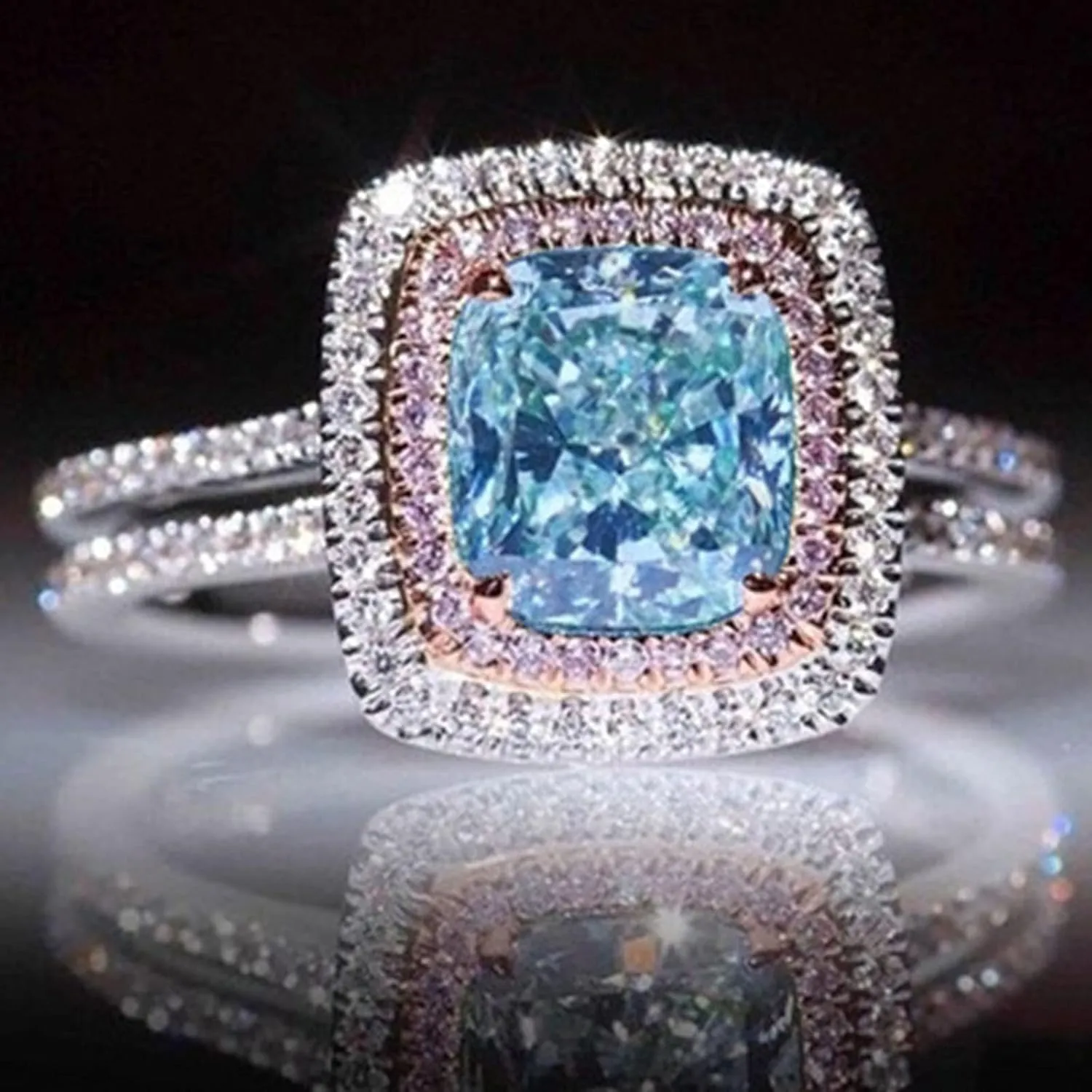Jewelry Wedding Luxury Stone Cut Handmade Gift Engagement White Ring Earrings Adjustable Rings for Girls 10-12