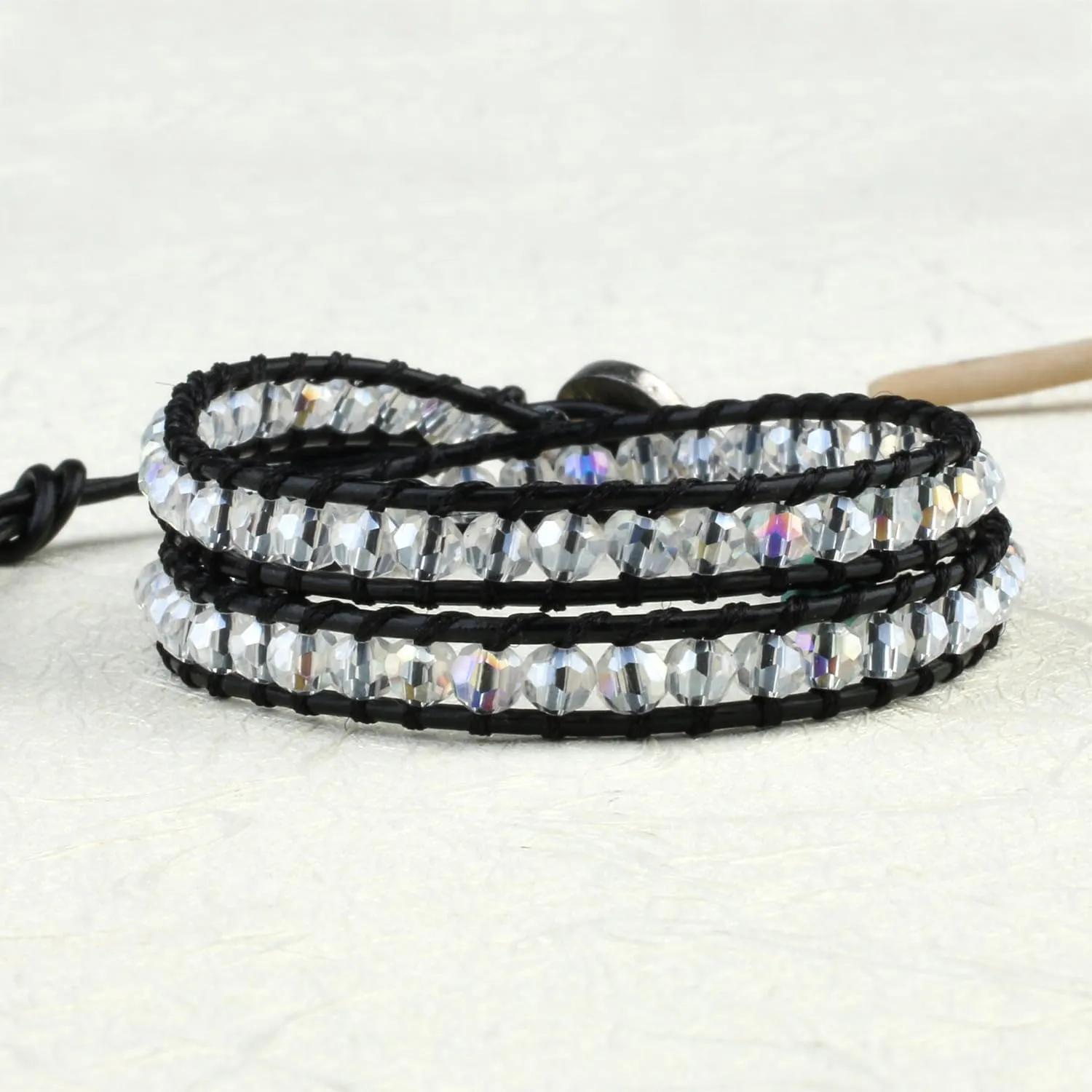 KELITCH Double Wrap Bracelet Women Hand-Braided Turquoise Beads Bracelets Boho Leather Bracelets Bangle
