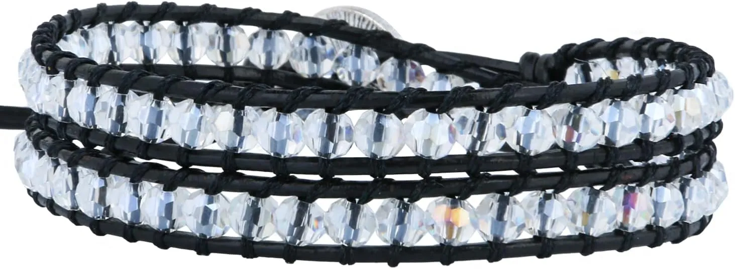 KELITCH Double Wrap Bracelet Women Hand-Braided Turquoise Beads Bracelets Boho Leather Bracelets Bangle